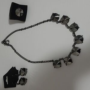 Oversized Hematite Necklace & Ring Set